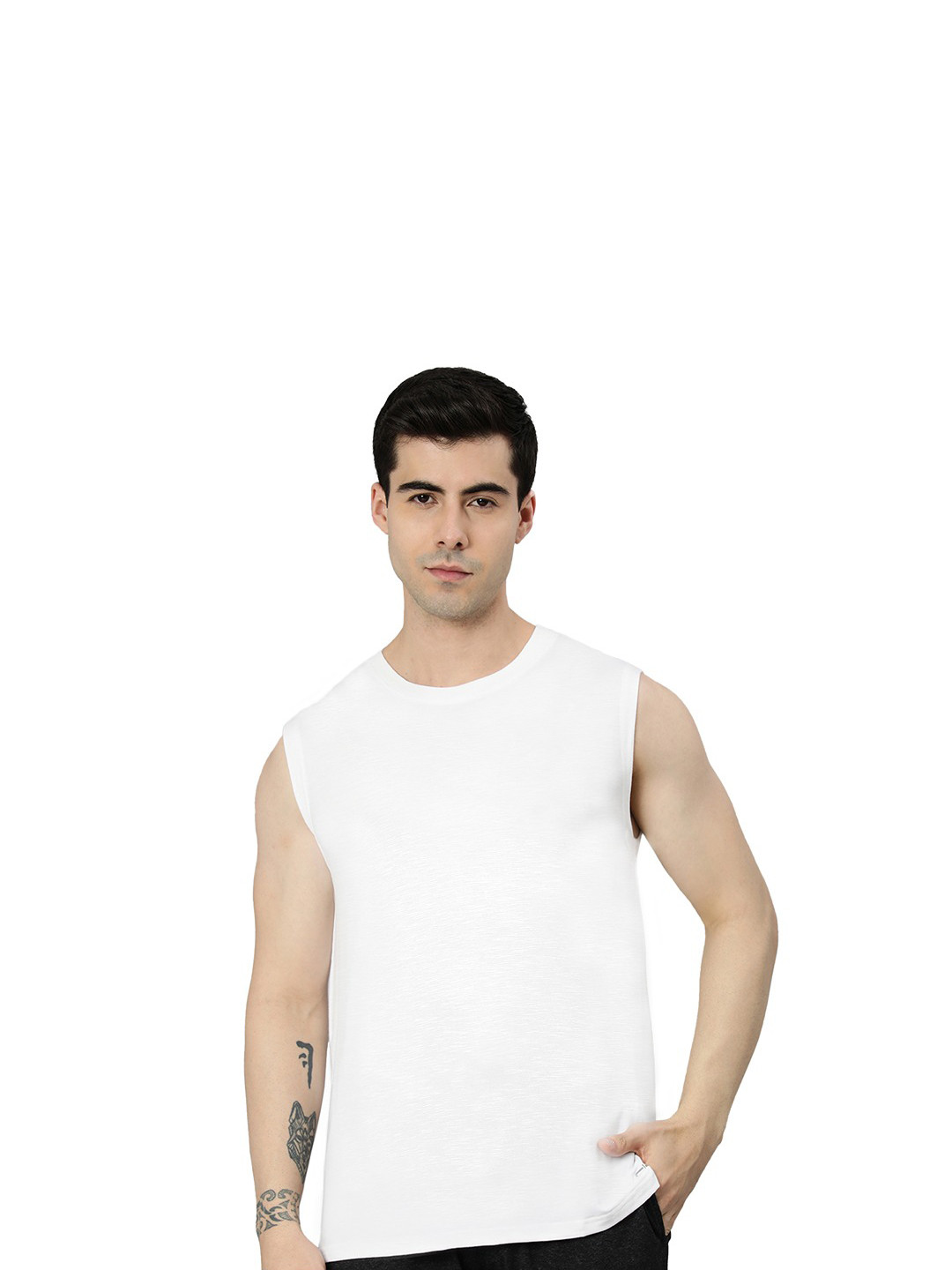 

Heelium Men Bamboo Super Soft & Odour Free Comfort Fit Gym Vest, White