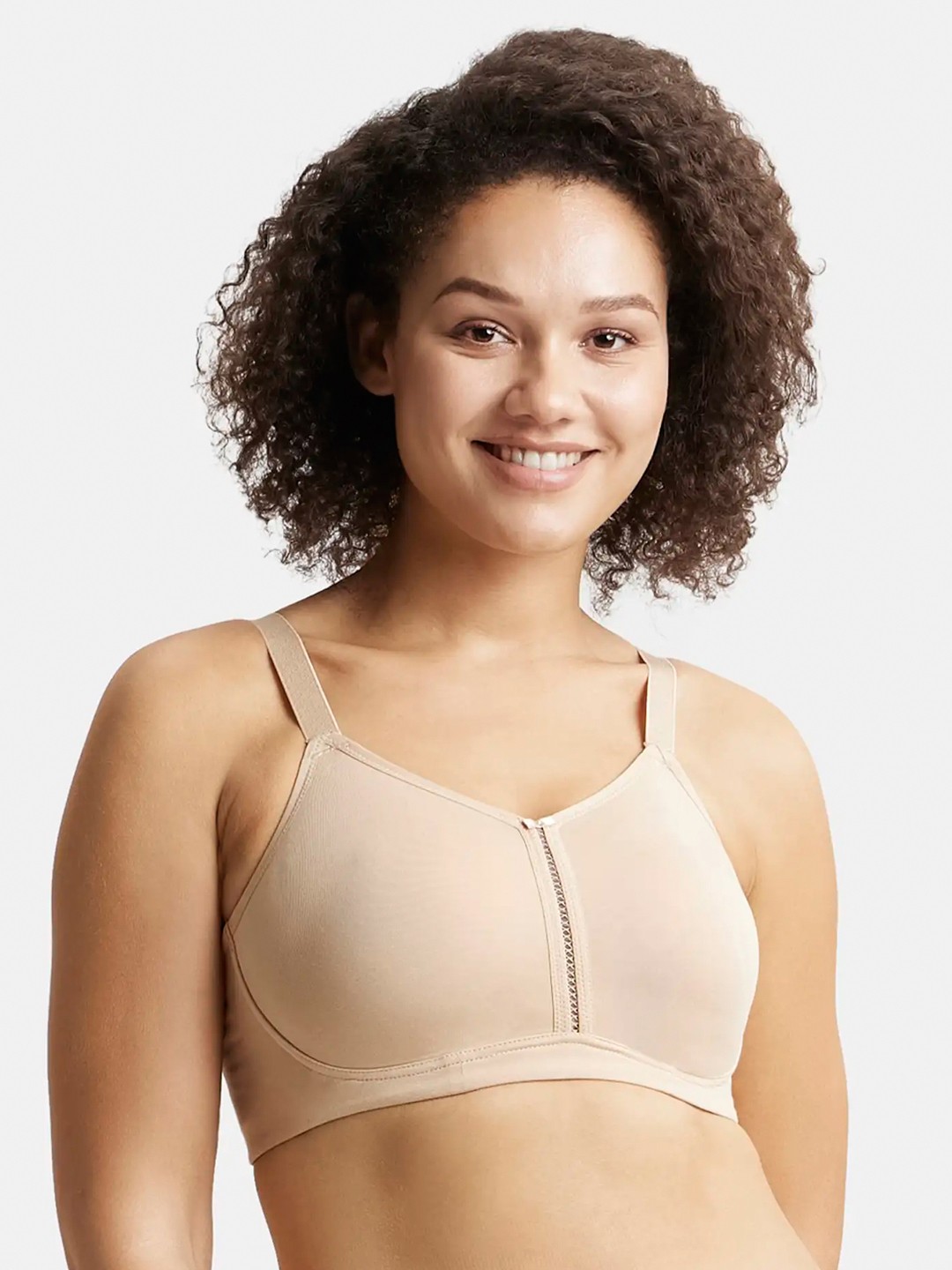 

Jockey Wirefree Non Padded Cotton Full Coverage Plus Size Bra with Broad Wings-ES27, Beige