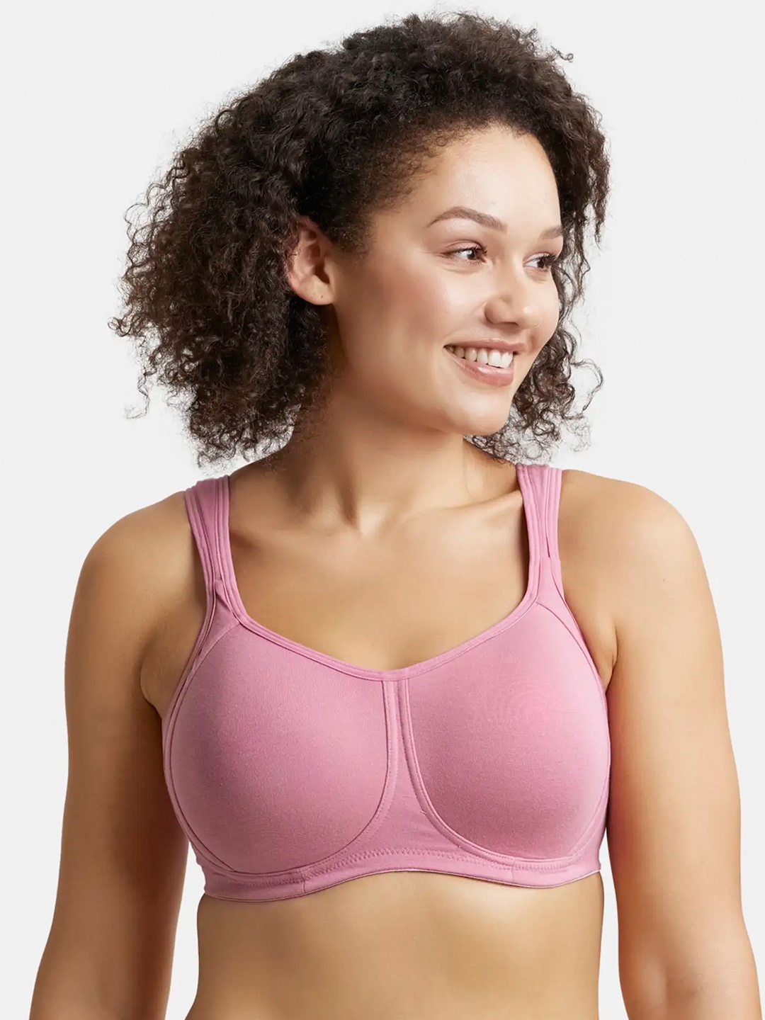 

Jockey Wirefree Padded Cotton Full Coverage Plus Size Bra with Broad Wings-FE78, Pink