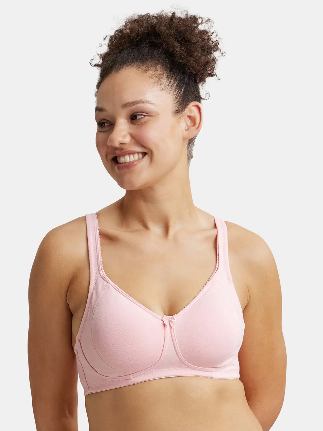 

Jockey Wirefree Non Padded Cotton Full Coverage Plus Size Bra with Side Panel Support-ES24, Pink