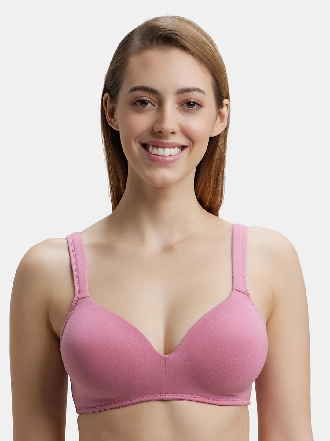 

Jockey Wirefree Padded Cotton Full Coverage Lounge Bra with Included Bra Pouch-FE57, Pink