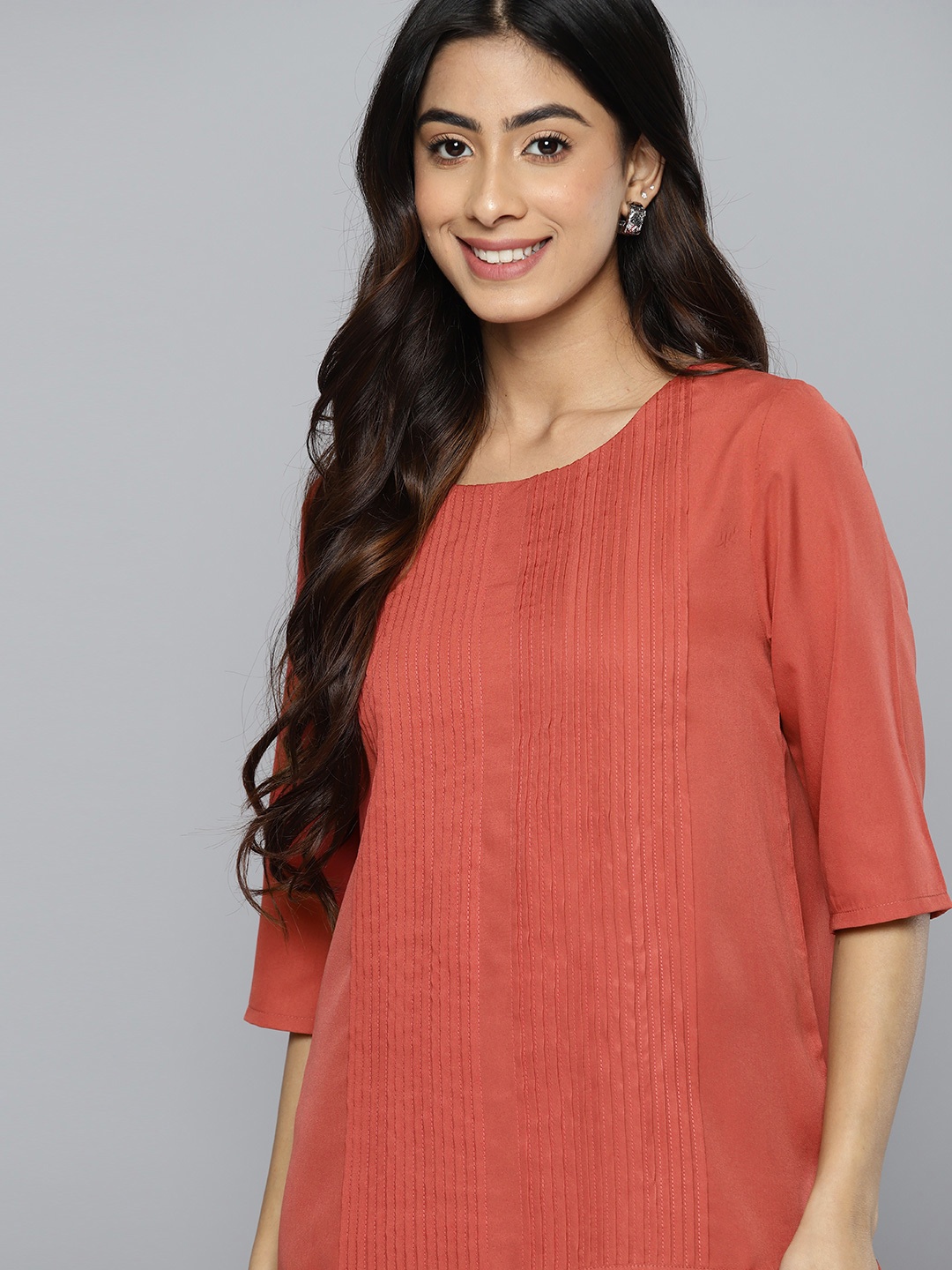 

HERE&NOW Pleated Detail Regular Top, Rust