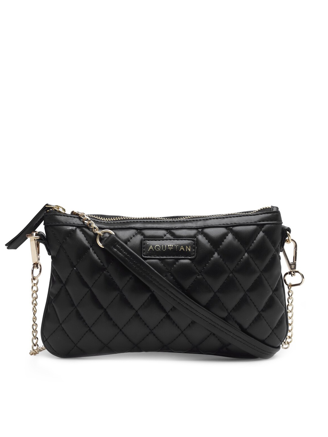 

AQUATAN Textured Quilted Structured Sling Bag, Black
