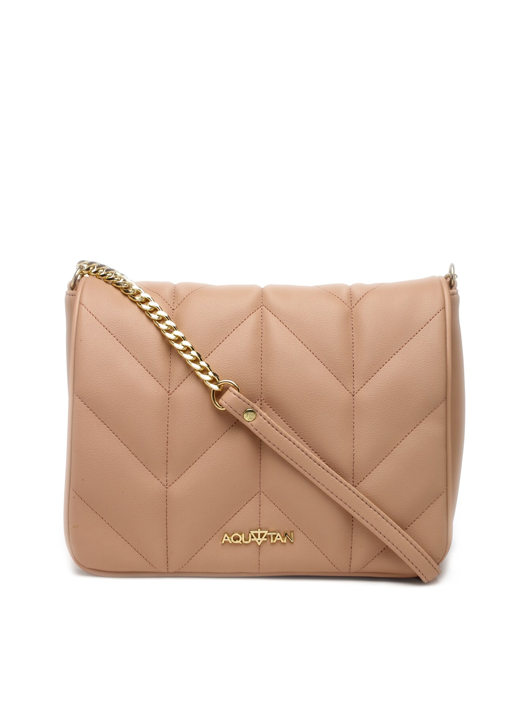 

AQUATAN Flap Over Quilted Pu Crossbody Sling Bag, Beige
