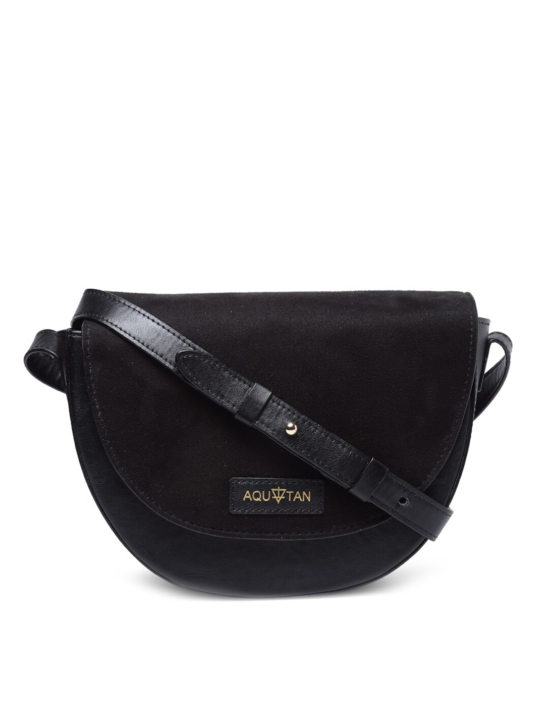

AQUATAN Textured Half Moon Sling Bag, Black
