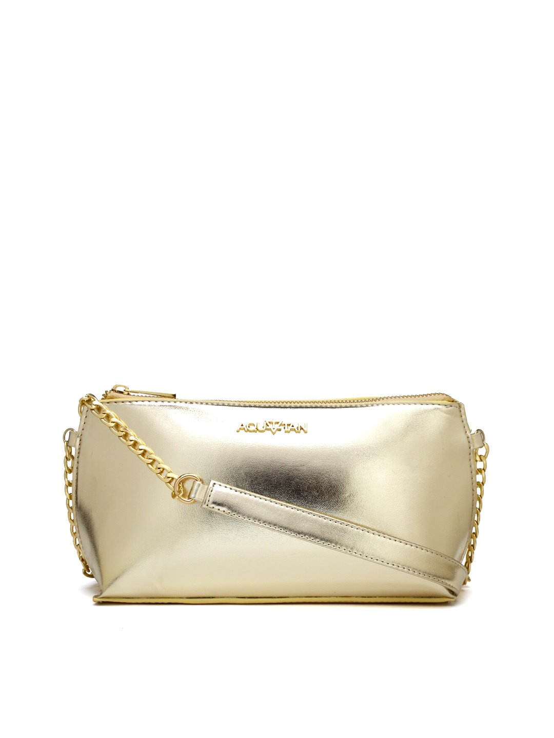

AQUATAN Embellished Structured Sling Bag, Gold