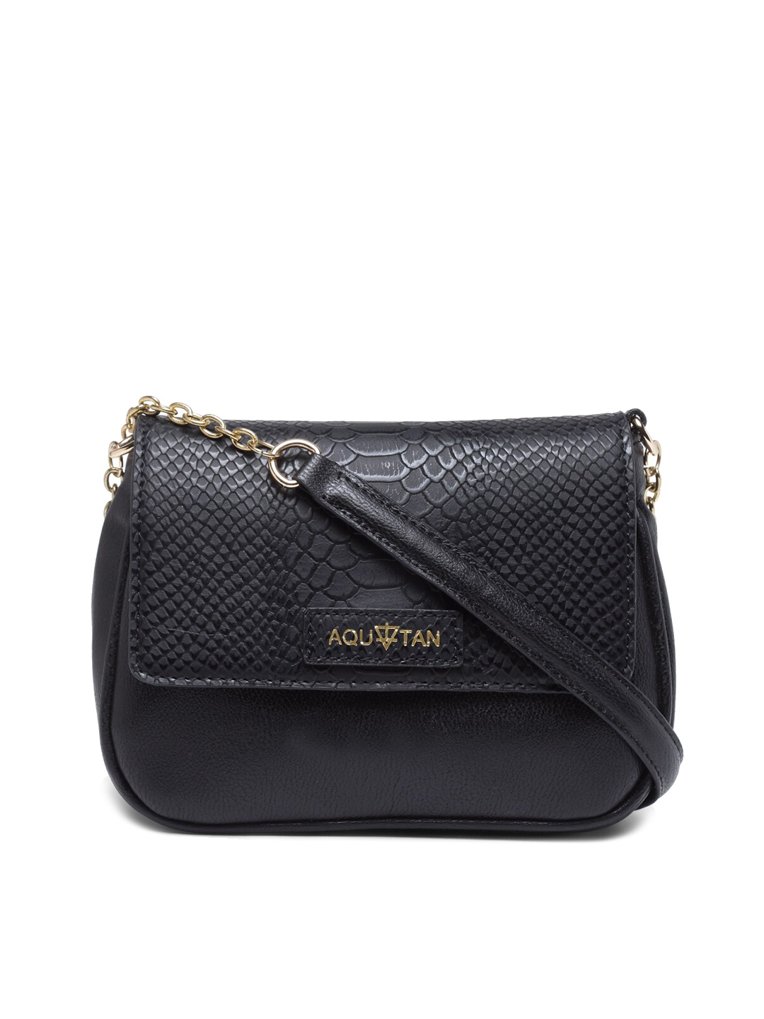 

AQUATAN Textured PU Structured Sling Bag with Quilted, Black