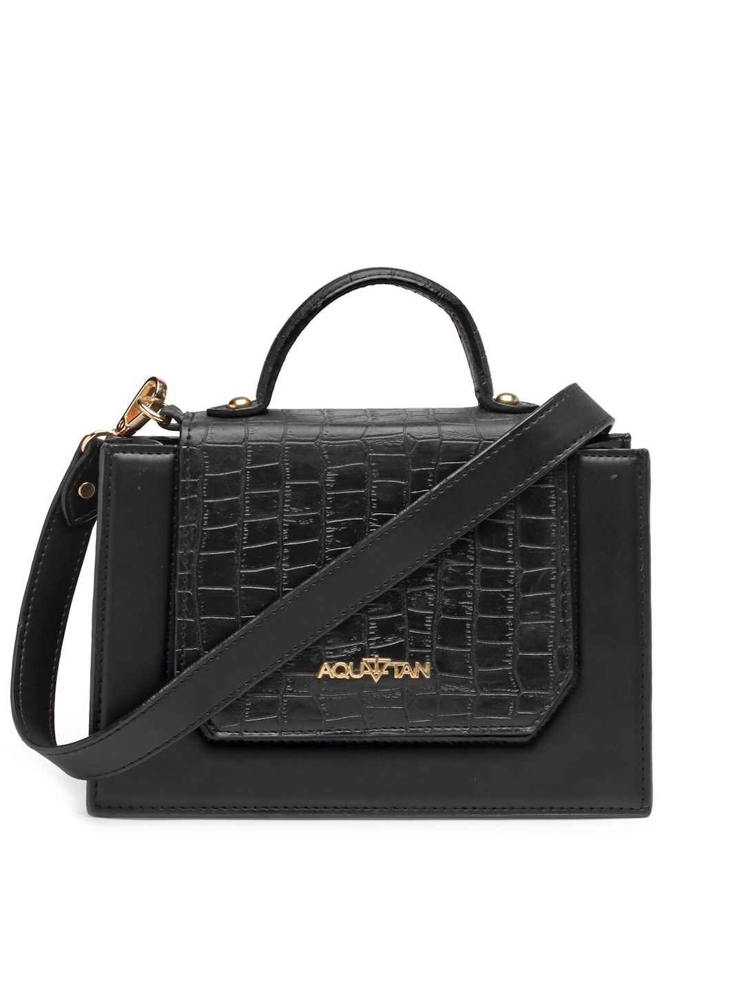 

AQUATAN Textured Structured Sling Bag, Black