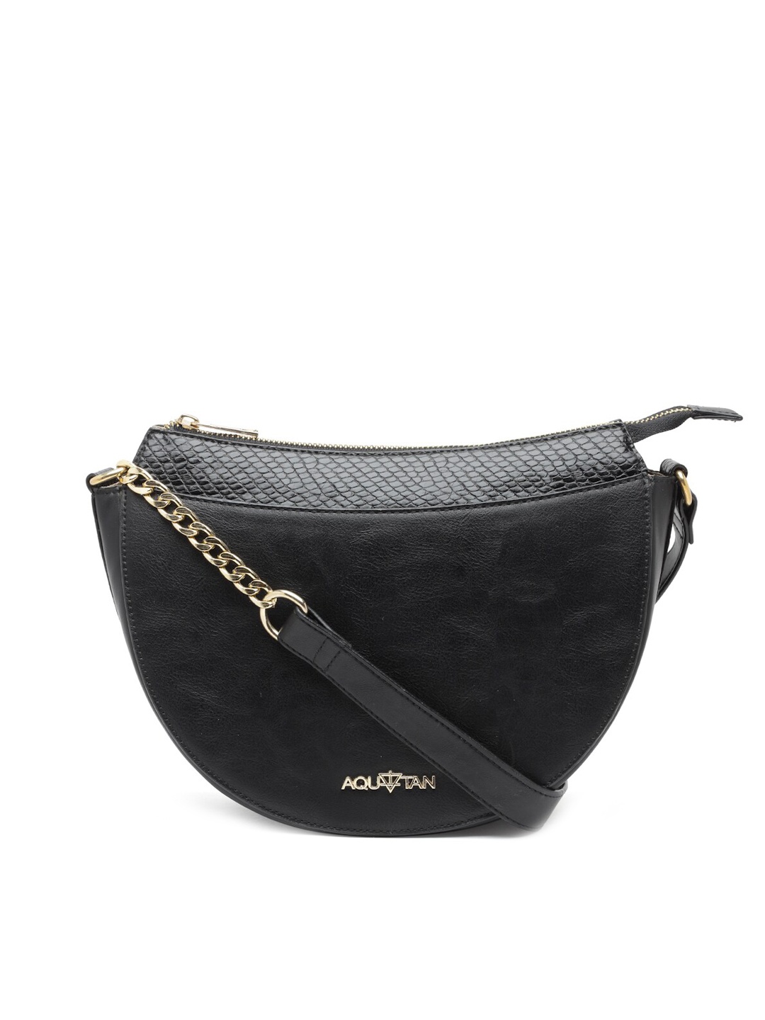 

AQUATAN PU Half Moon Shaped Sling Bag, Black