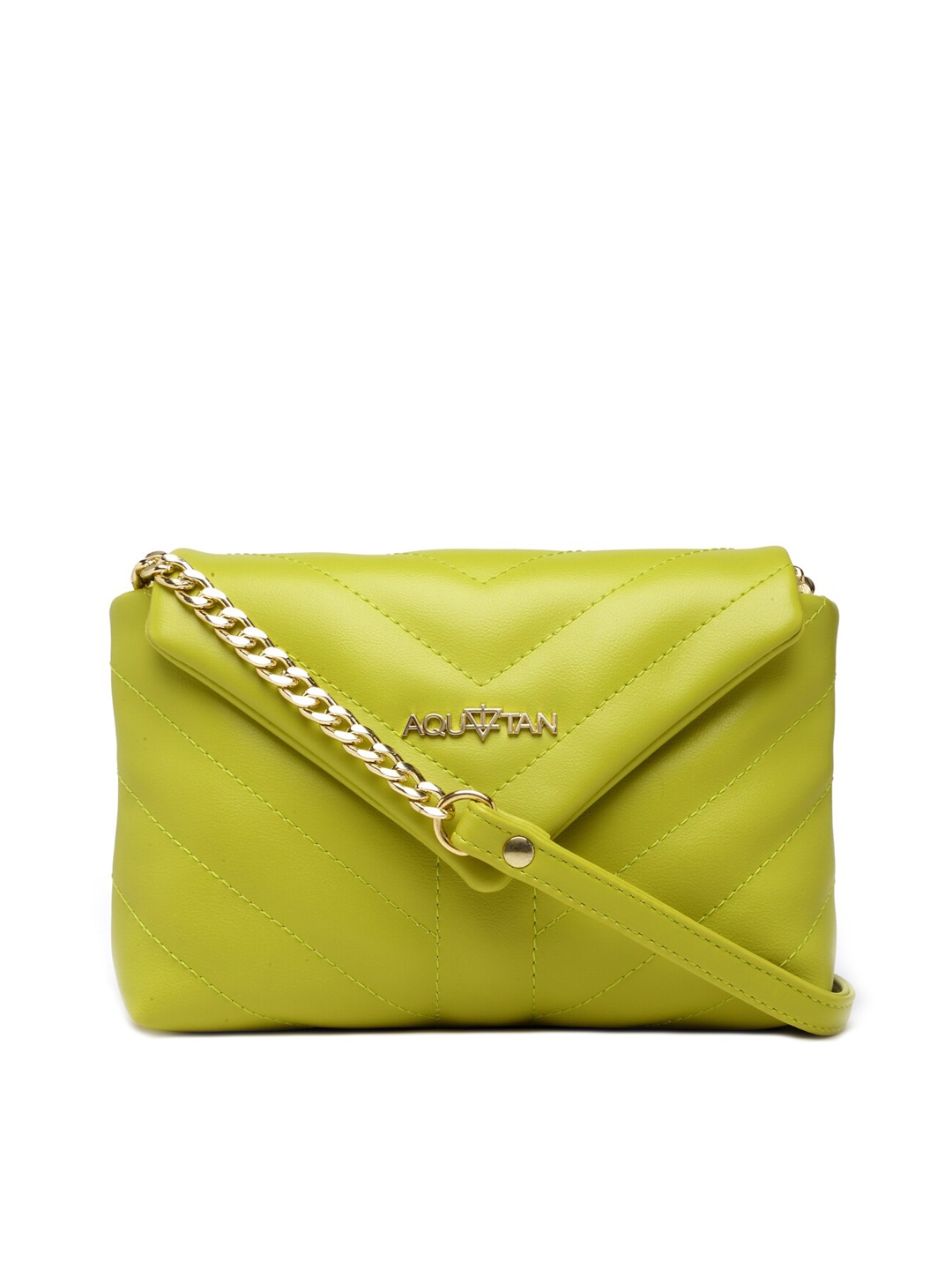 

AQUATAN PU Structured Envelope Shaped Sling Bag with Quilted, Green