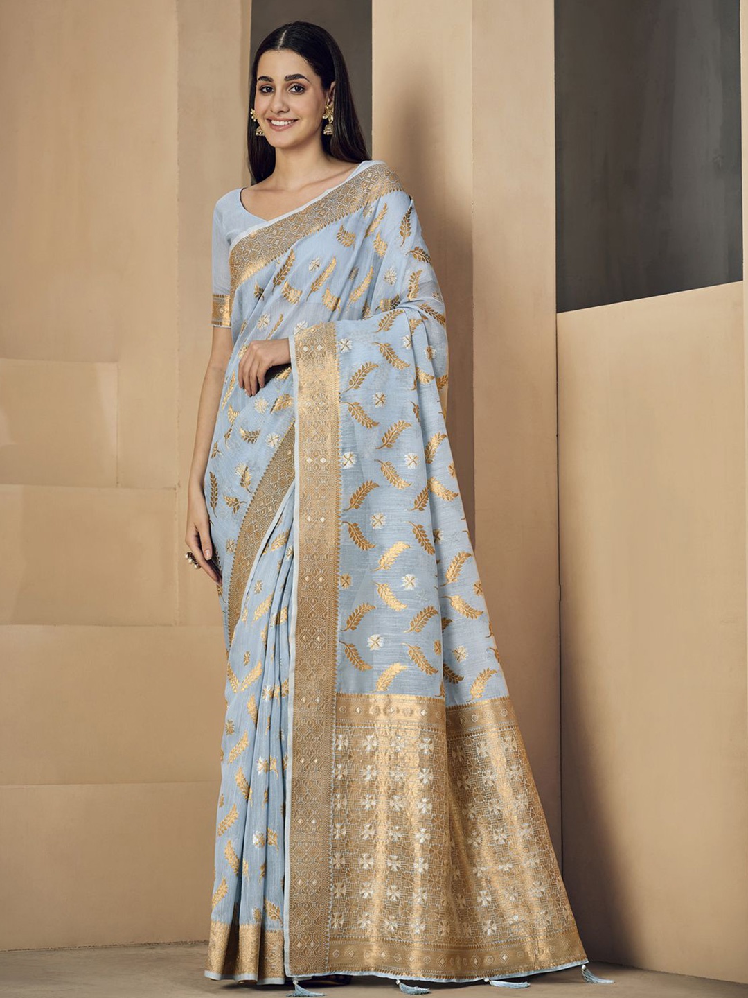 

Mitera Woven Design Zari Banarasi Saree, Blue