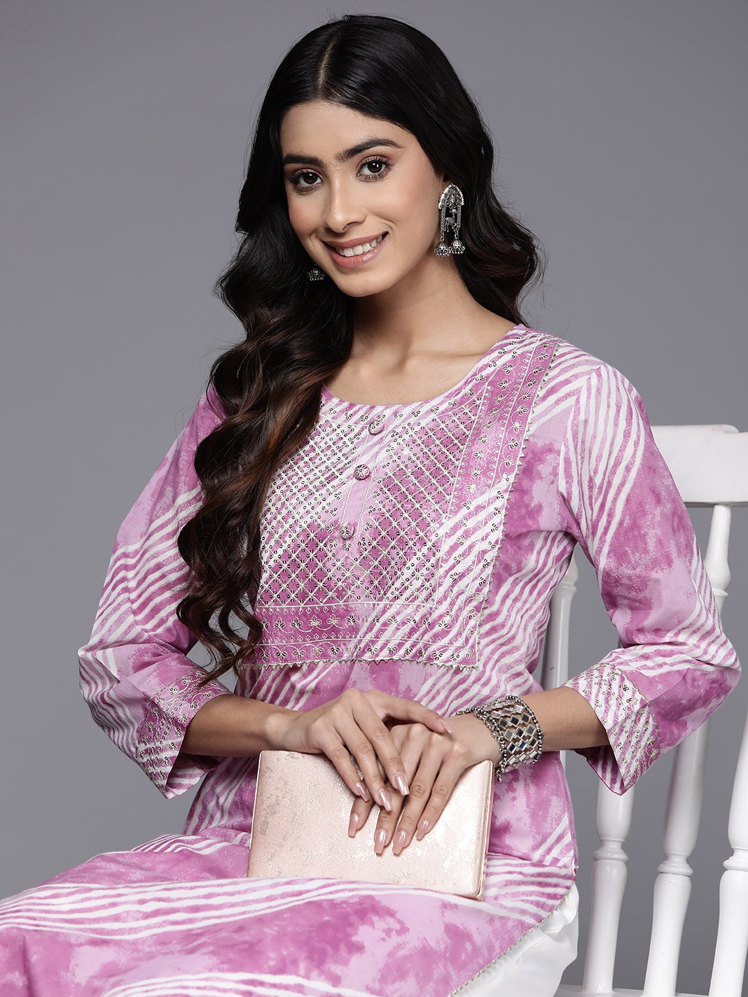 

Varanga Leheriya Printed Pure Cotton Kurta, Pink