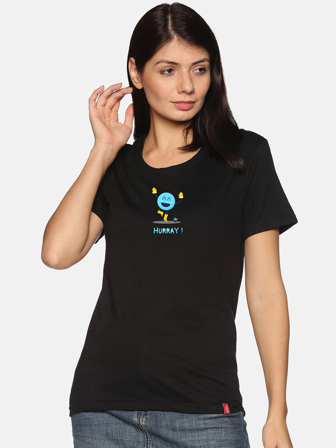 

NOT YET by us Conversational Printed Cotton T-shirt, Black