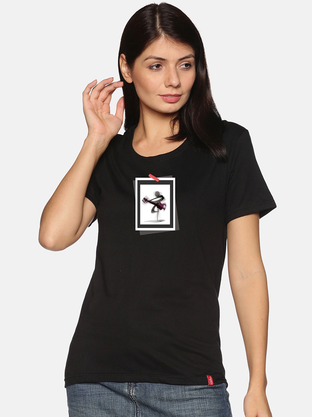 

NOT YET by us Graphic Printed Cottton T-shirt, Black