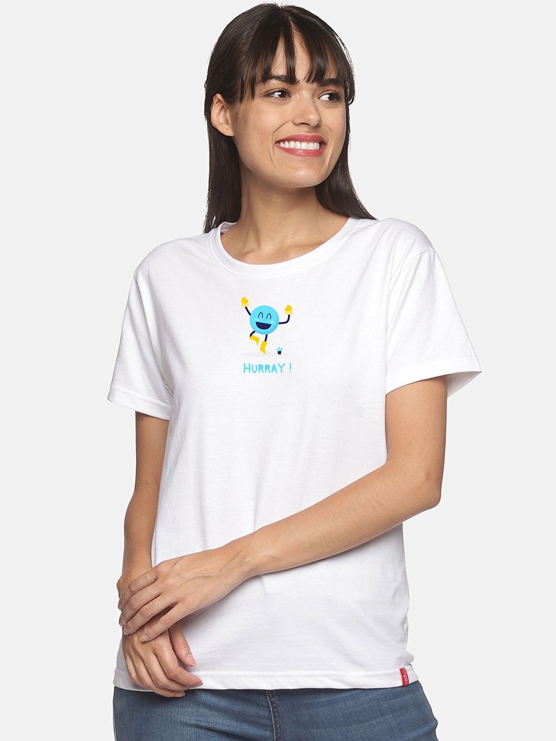 

NOT YET by us Women Drop Shoulder Sleeve Cotton T-shirt, White