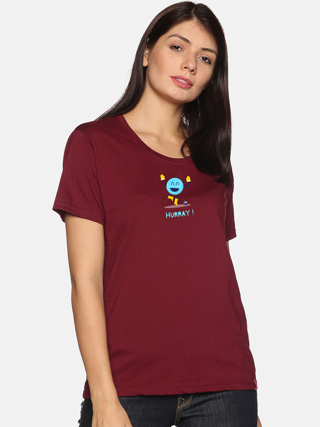 

NOT YET by us Graphic Printed Cotton T-shirt, Maroon