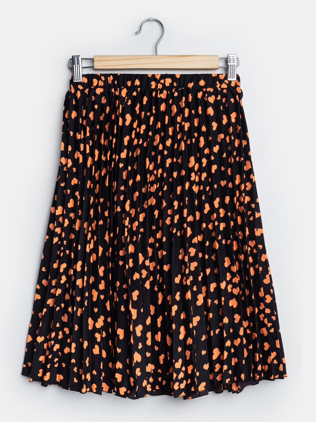 

Uptownie Lite Girls Printed Crepe Knee-Length Pleated Skirt, Black