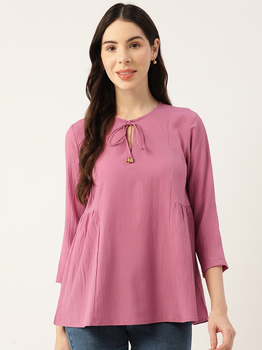 

Bani Women Tie-Up Neck A-Line Top, Pink