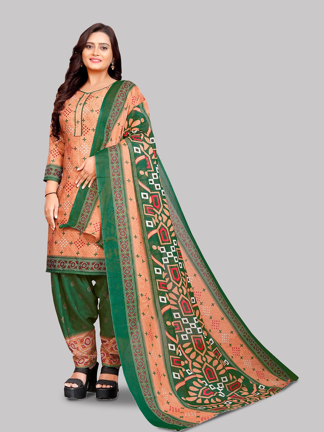 

Rajnandini Printed Unstitched Dress Material, Orange