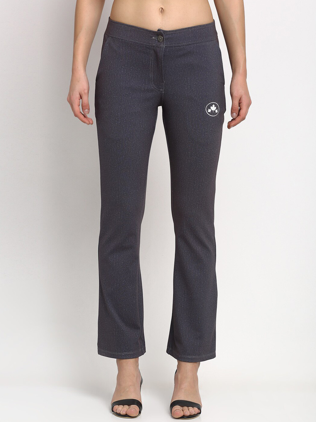 

Rute Women Textured Slim Fit High-Rise Cotton Trousers, Blue