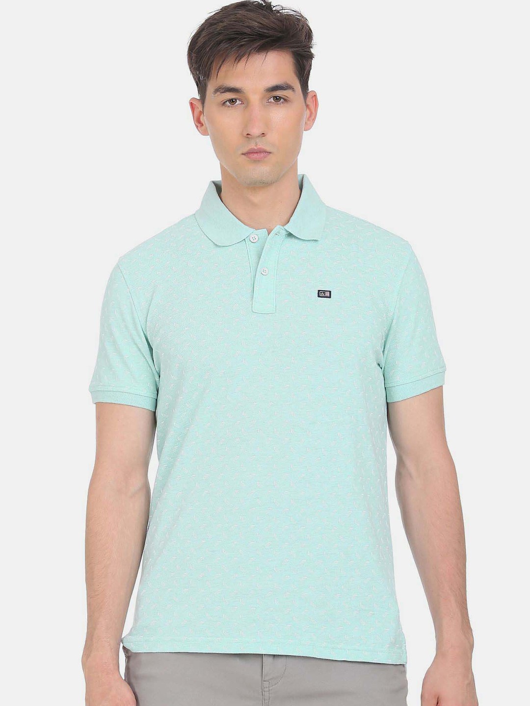 

Arrow Sport Graphic Printed Polo Collar Casual T-shirt, Green
