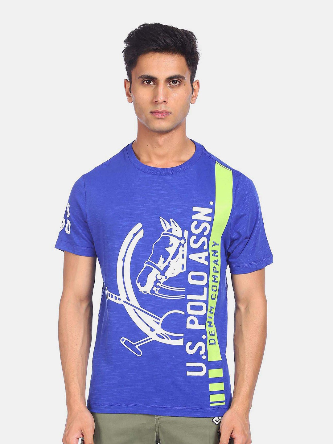 

U.S. Polo Assn. Denim Co. Typography Printed Pure Cotton T-shirt, Blue