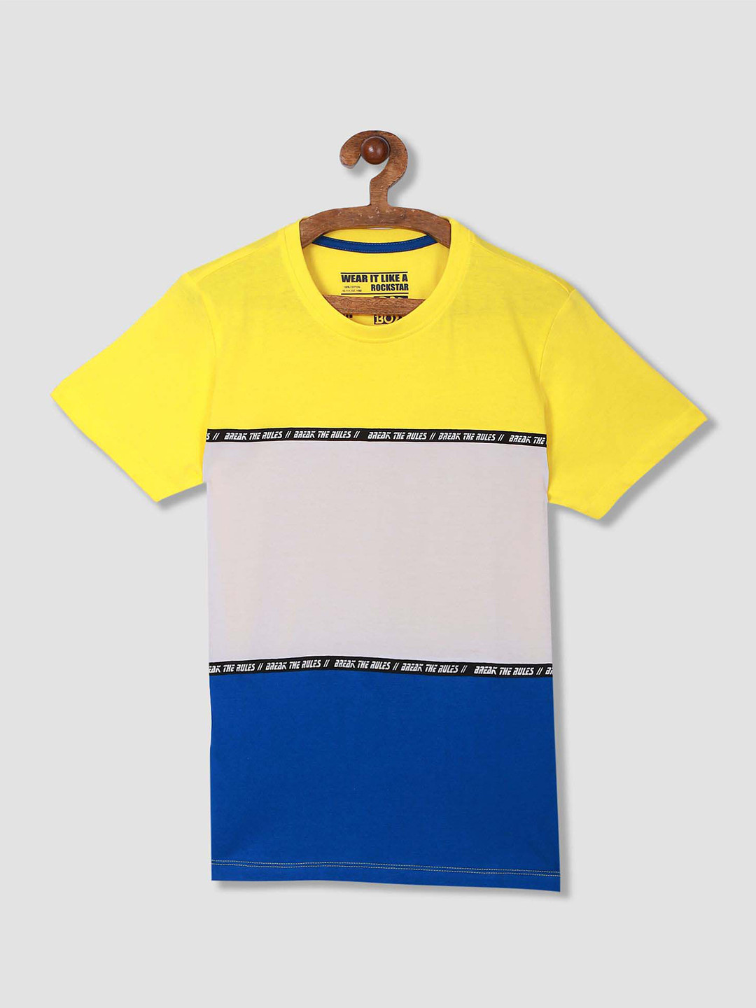 

Flying Machine Boys Colourblocked Cotton T-shirt, Yellow