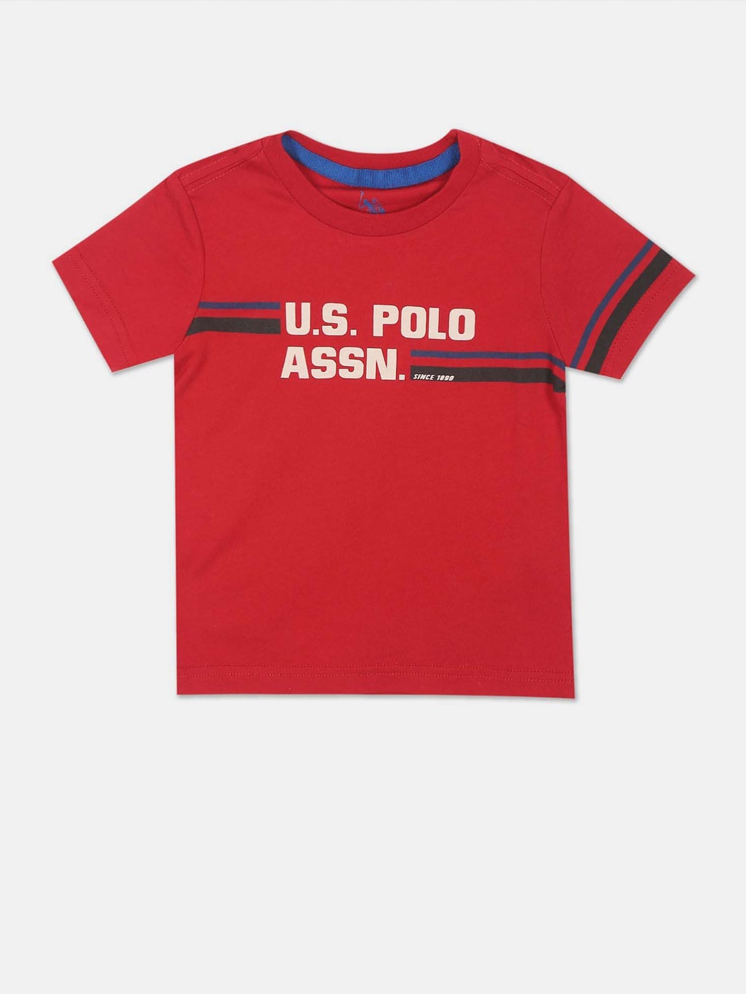 

U.S. Polo Assn. Kids Boys Typography Printed Pure Cotton T-shirt, Red