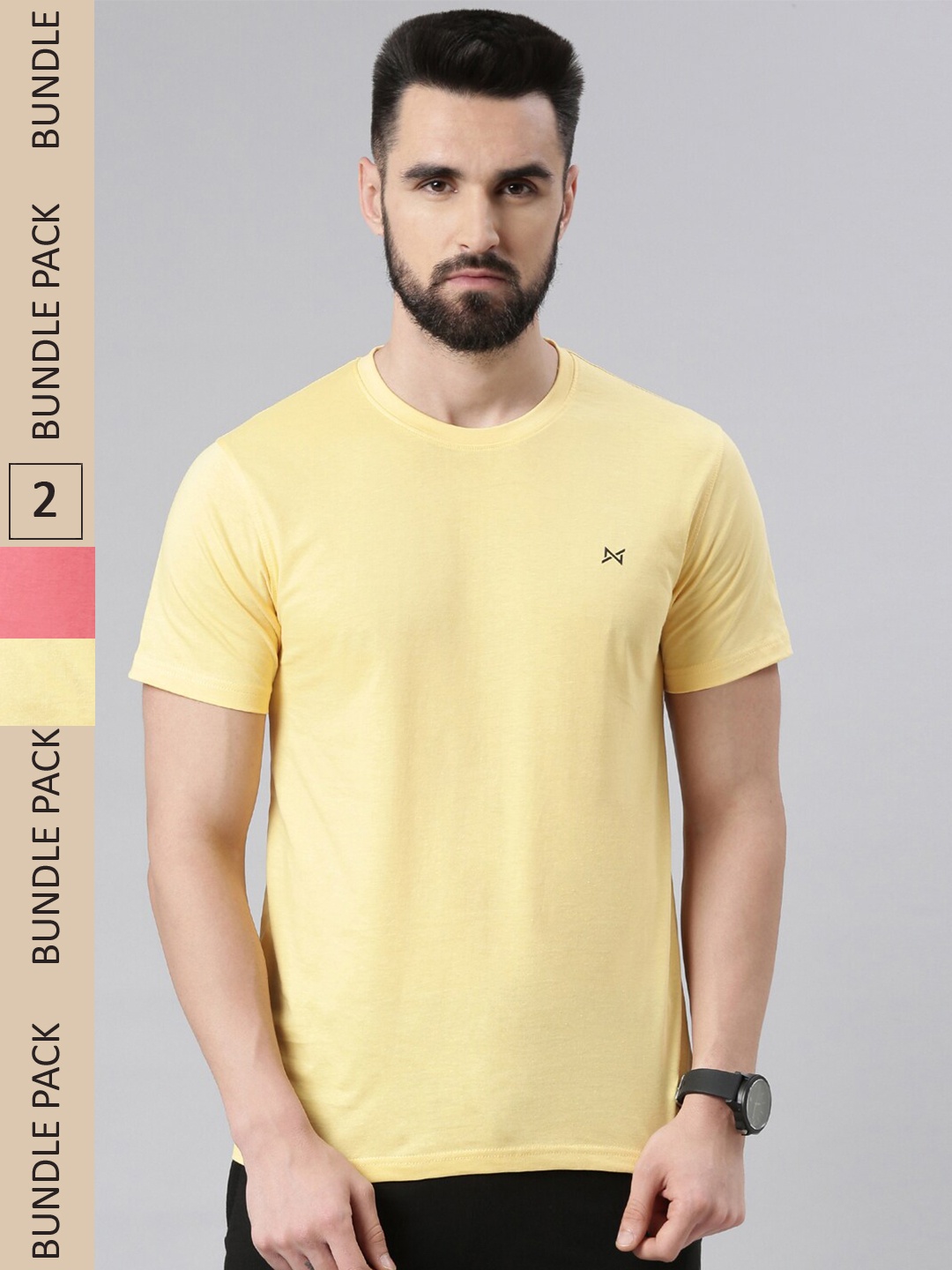 

Force NXT Pack Of 2 Super Combed Cotton T-shirts, Yellow