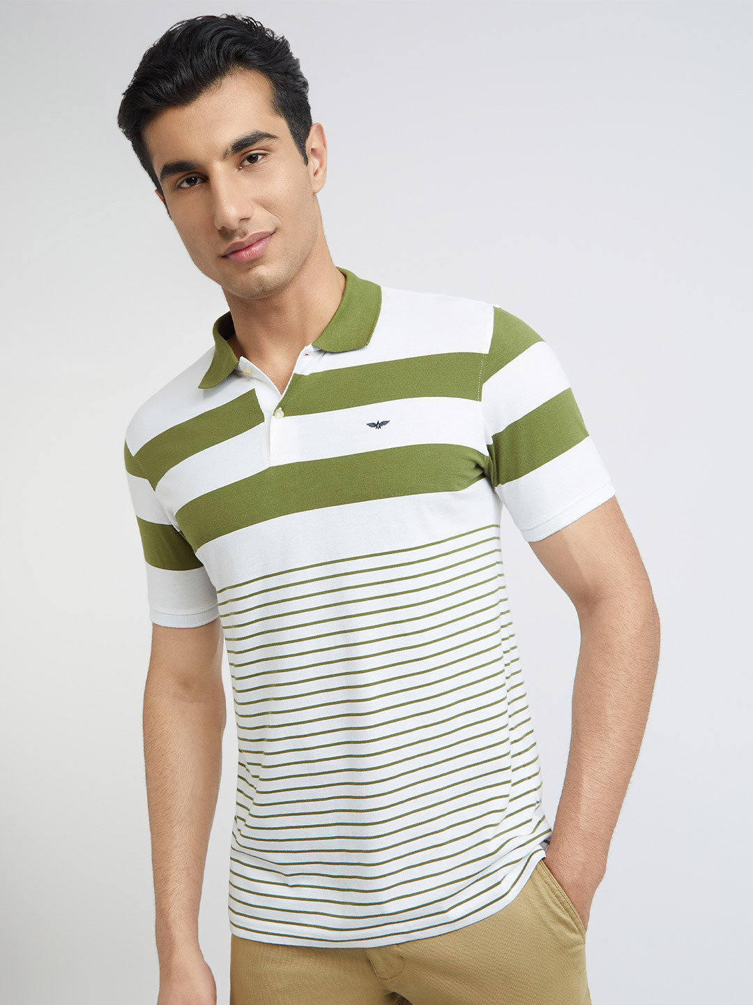 

Park Avenue Striped Polo Collar Slim Fit T-shirt, White