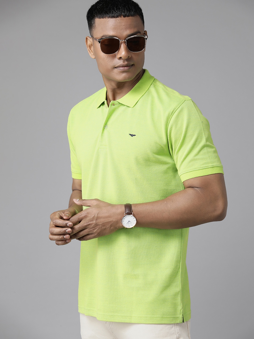 

Park Avenue Men Polo Collar Slim Fit T-shirt, Lime green