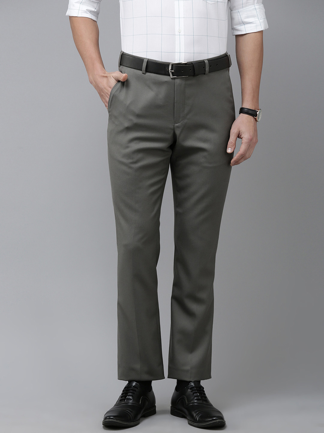 

Park Avenue Men Mid-Rise Formal Trousers, Grey