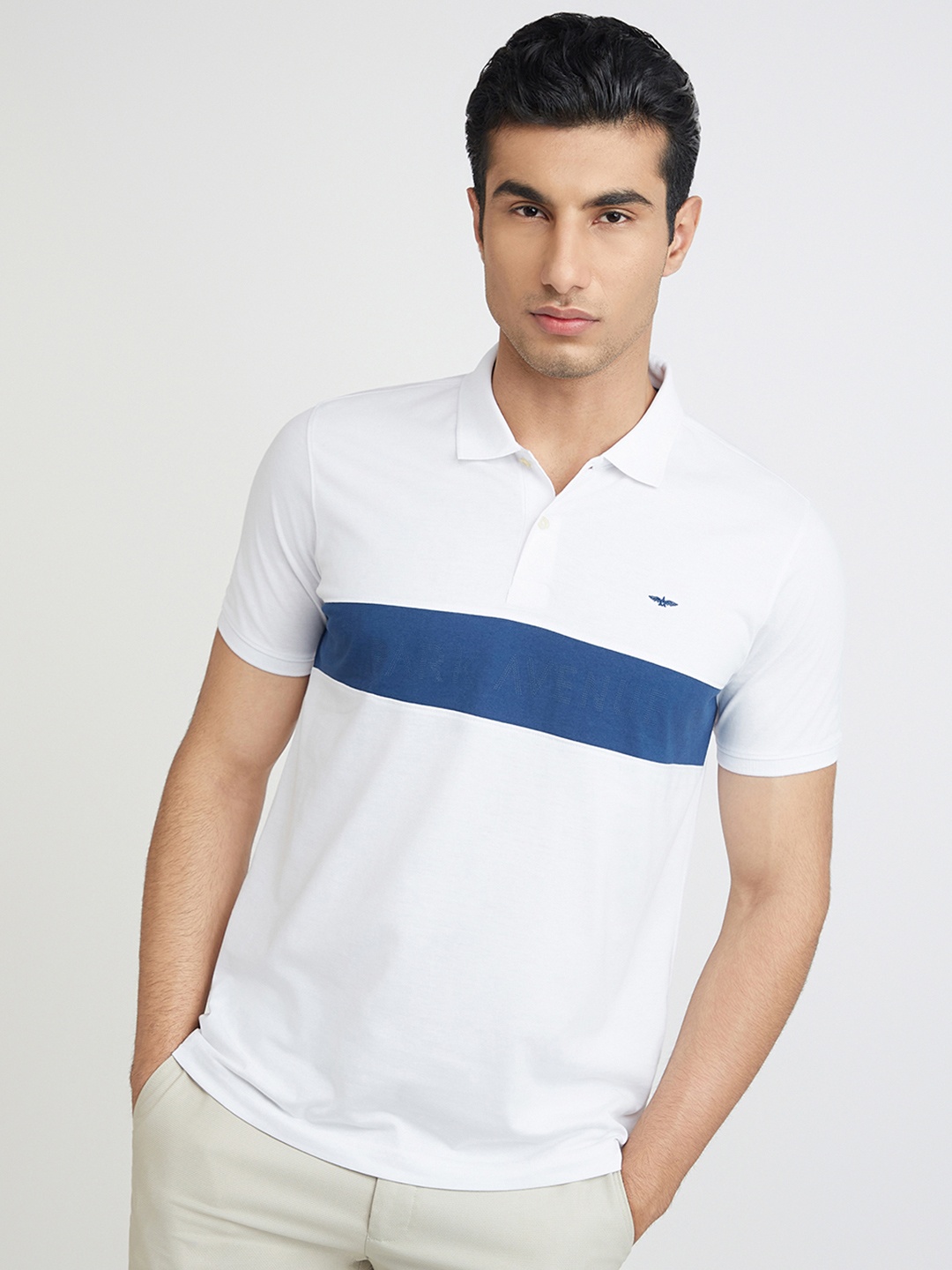 

Park Avenue Striped Polo Collar Slim Fit T-shirt, White