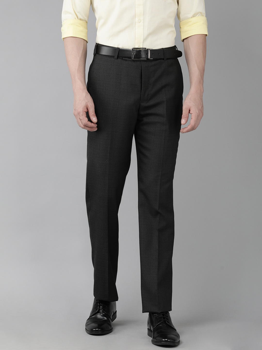 

Park Avenue Men Checked Formal Trousers, Coffee brown