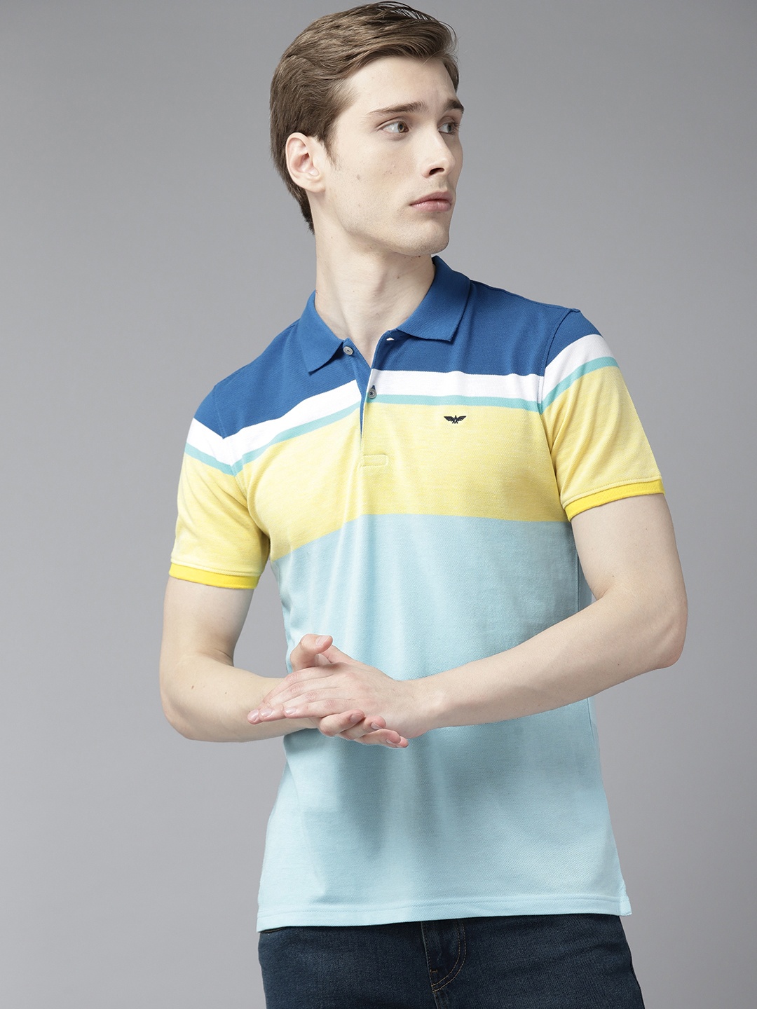 

Park Avenue Striped Polo Collar Slim Fit T-shirt, Blue