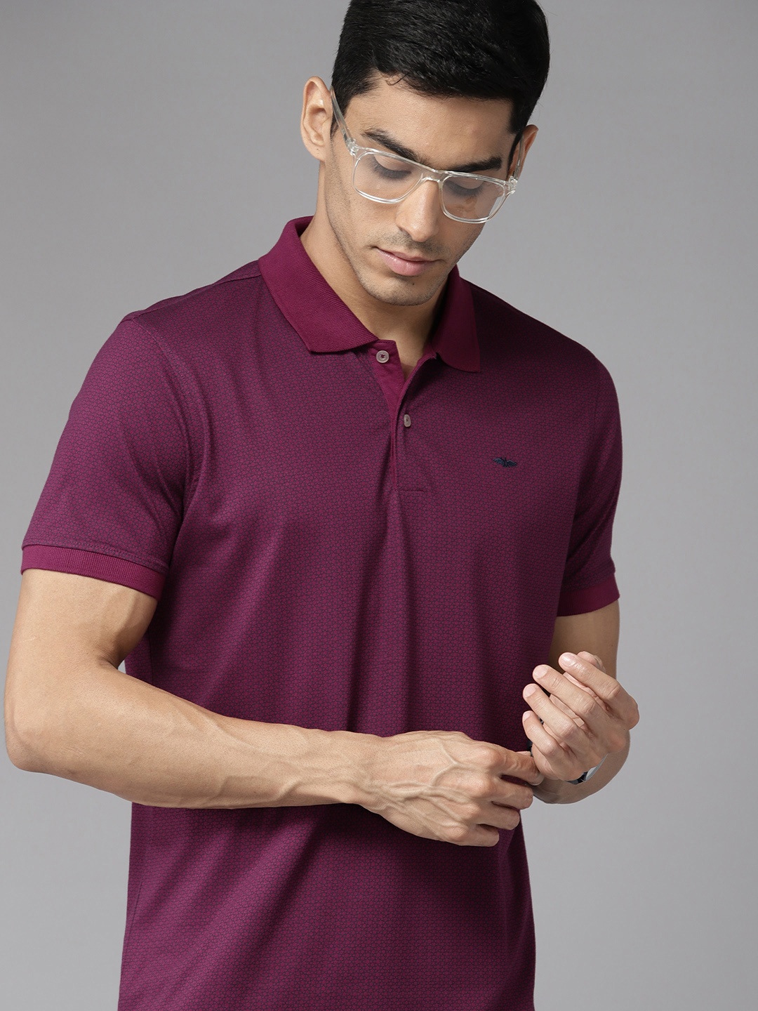 

Park Avenue Men Printed Polo Collar Slim Fit T-shirt, Burgundy