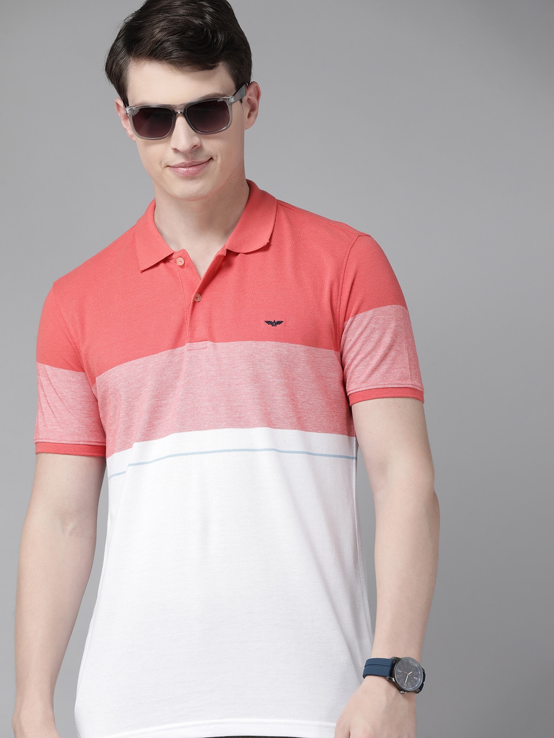 

Park Avenue Colourblocked Polo Collar Slim Fit T-shirt, White