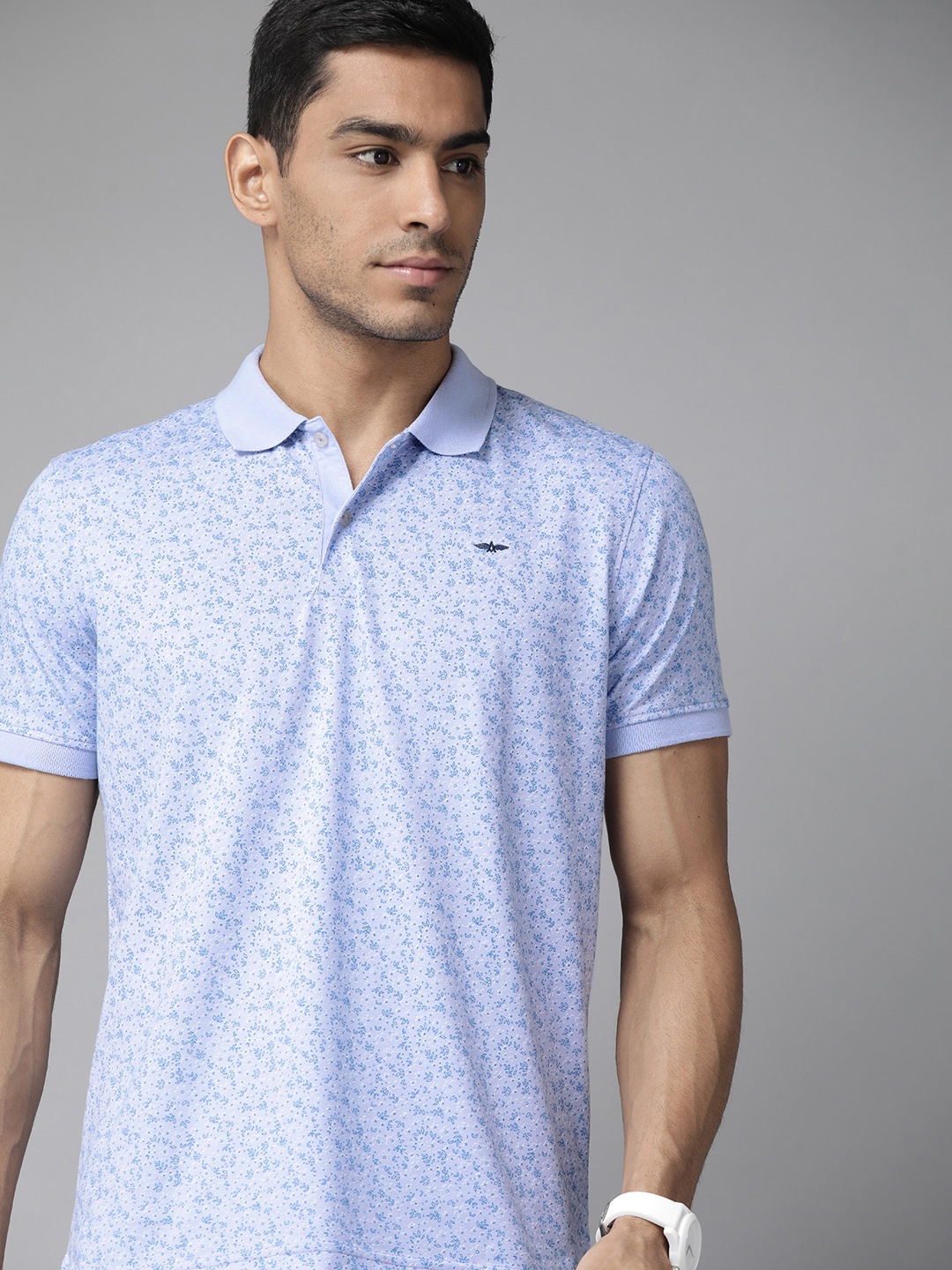 

Park Avenue Micro Ditsy Print Slim Fit Polo T-shirt, Lavender