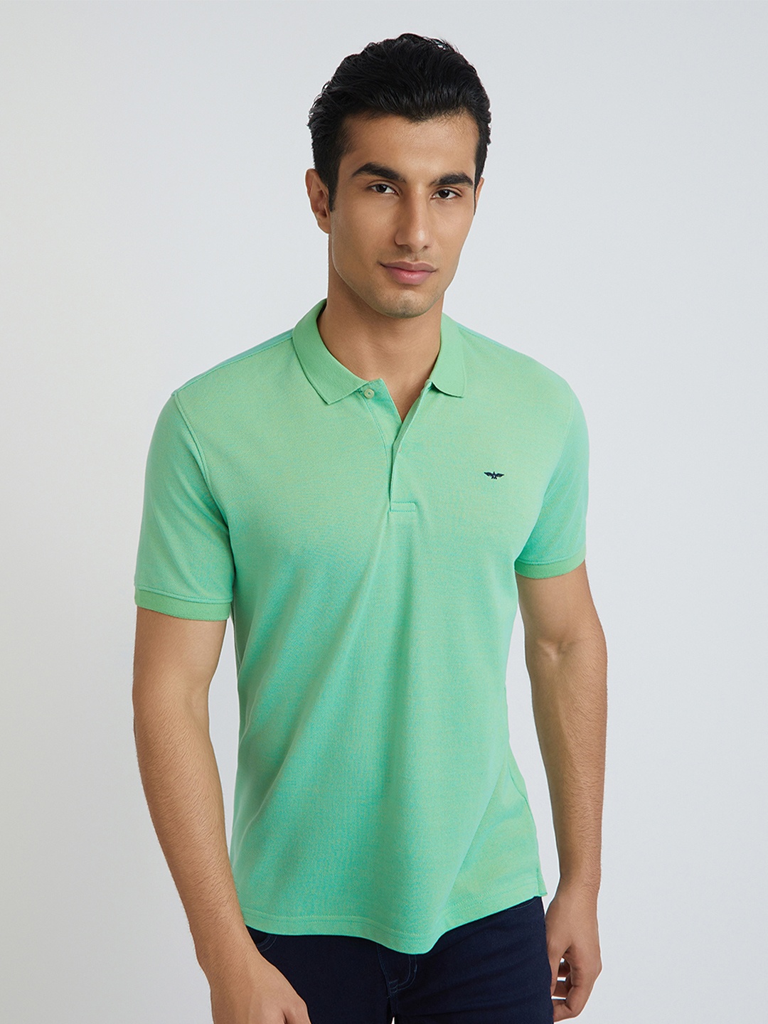 

Park Avenue Men Polo Collar Slim Fit T-shirt, Green