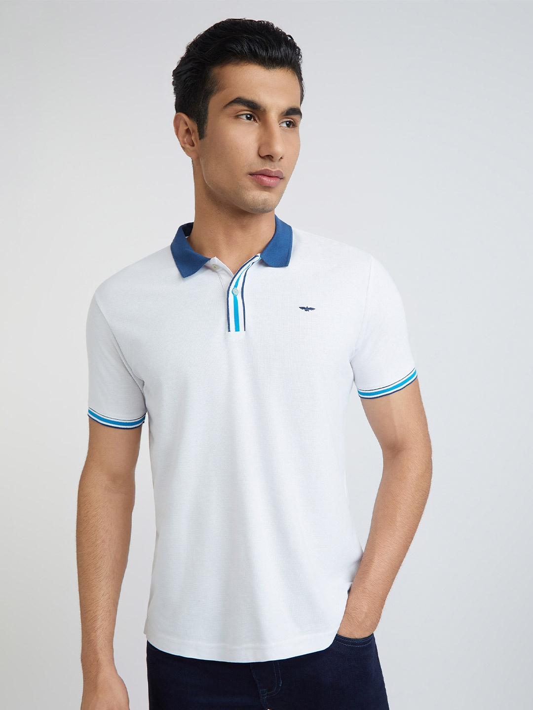 

Park Avenue Men Solid Polo Collar Slim Fit T-shirt, White