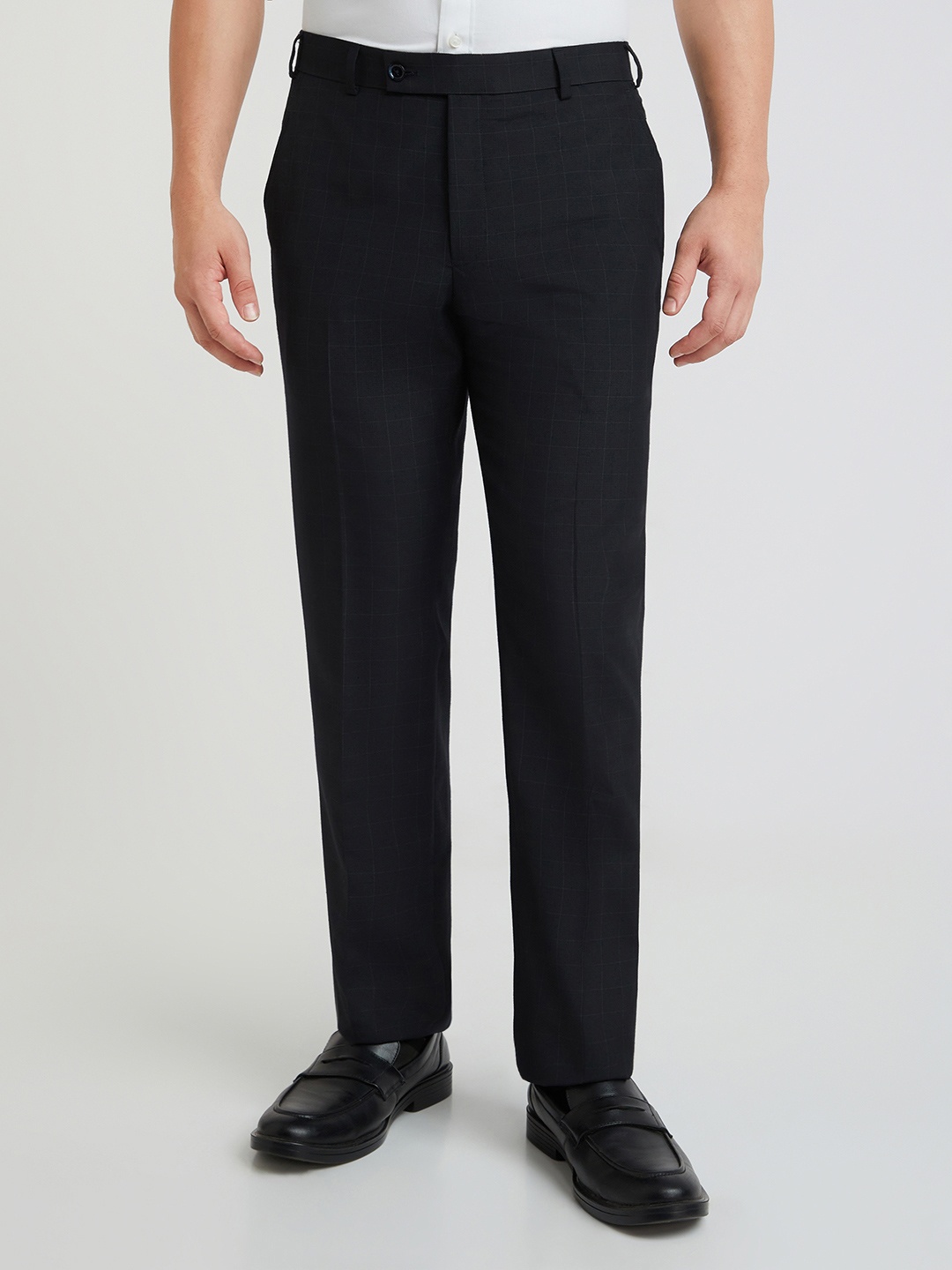 

Park Avenue Men Mid-Rise Checked Smart Trousers, Blue