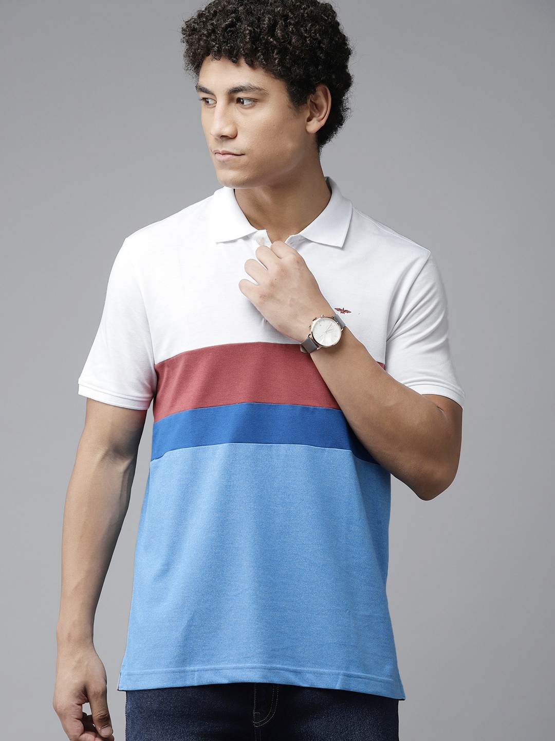 

Park Avenue Striped Polo Collar Slim Fit T-shirt, White
