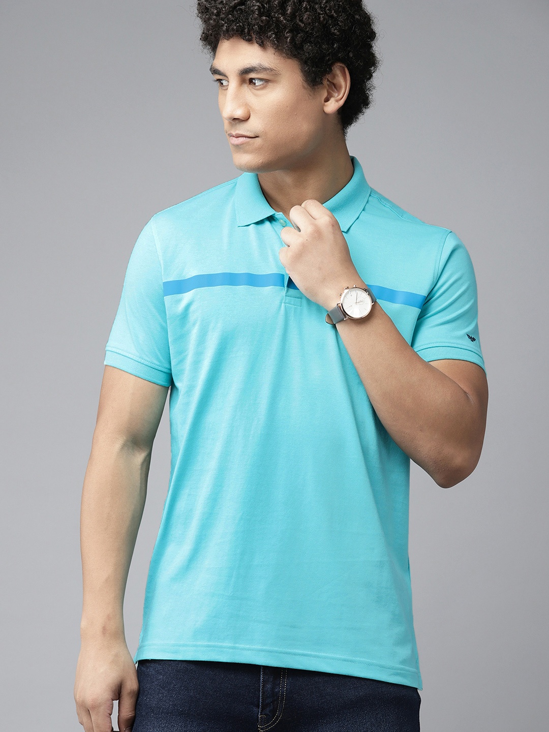 

Park Avenue Striped Polo Collar Slim Fit T-shirt, Sea green