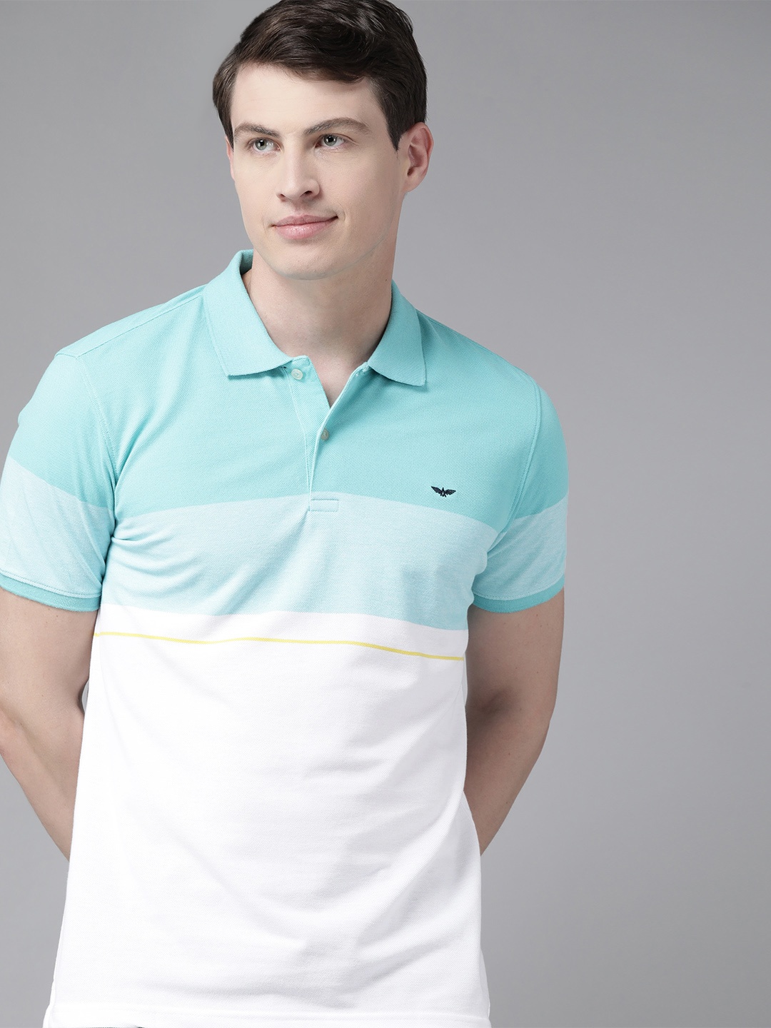 

Park Avenue Colourblocked Polo Collar Slim Fit T-shirt, White