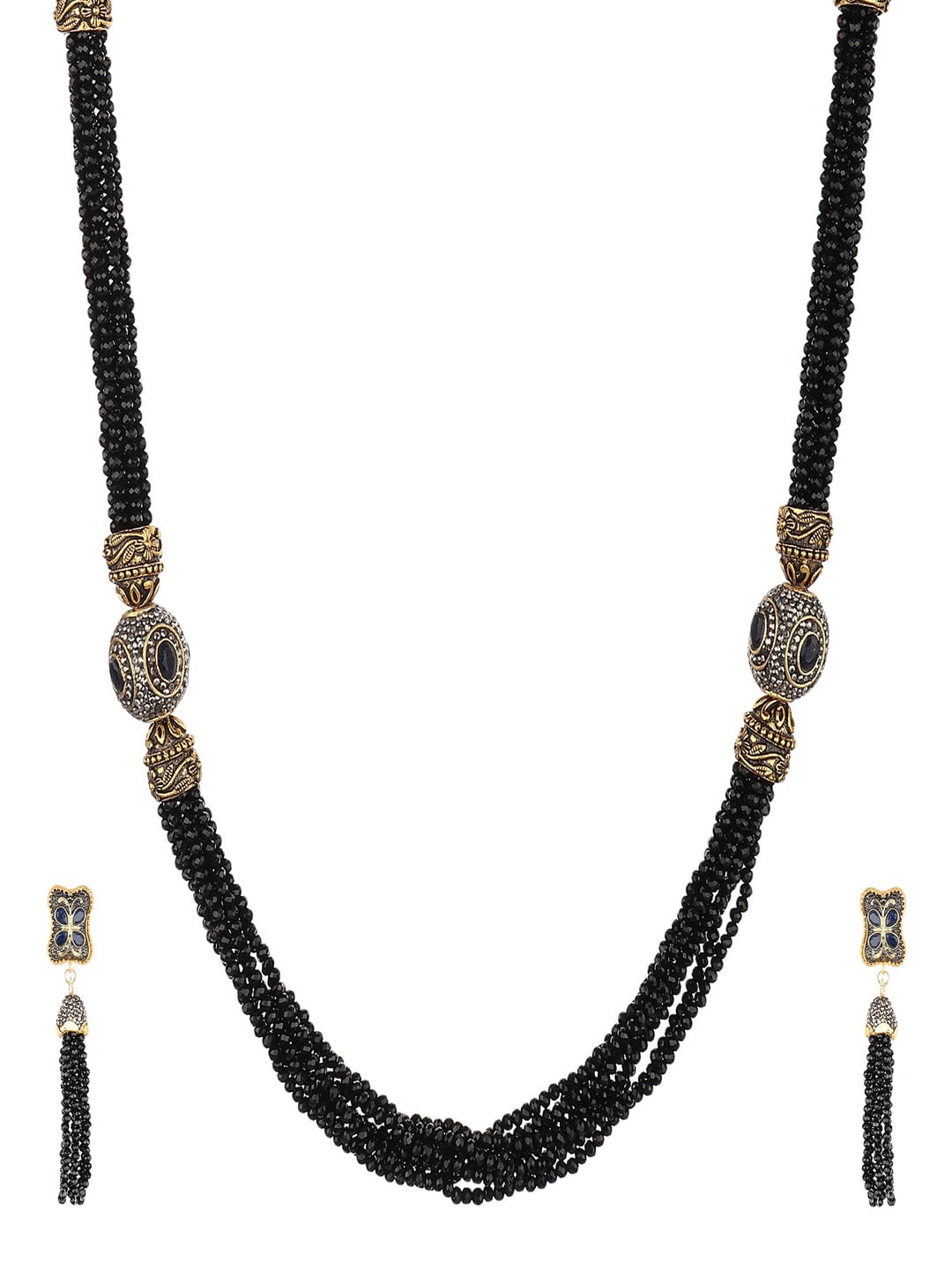 

Runjhun Gold-Plated Stones & Beads-Studded Layered Jewellery Set