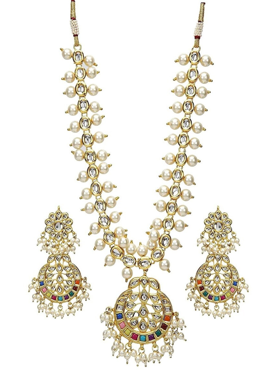 

Runjhun Gold-Plated Kundan Studded & Beaded Jewellery Set