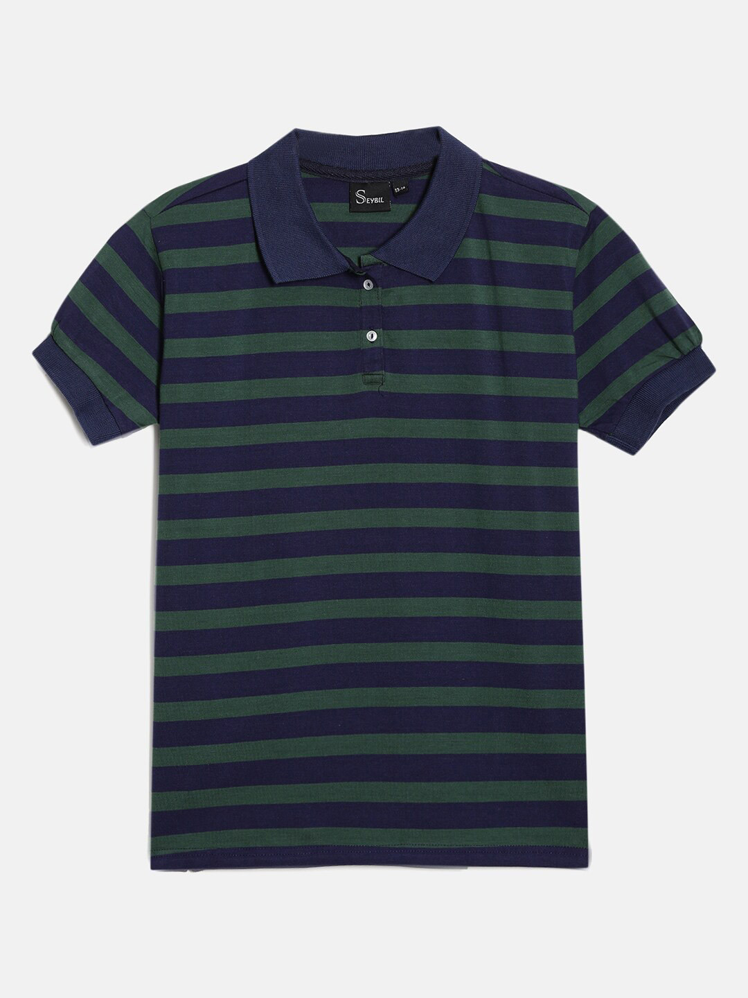 

SEYBIL Girls Striped Polo Collar Cotton T-shirt, Navy blue