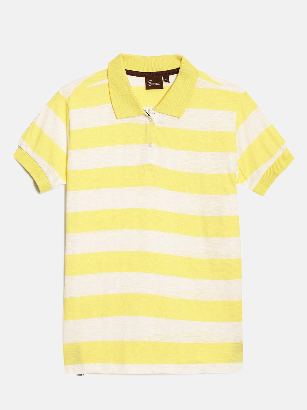 

SEYBIL Girls Striped Short Sleeve Polo Collar Pure Cotton T-shirt, Yellow