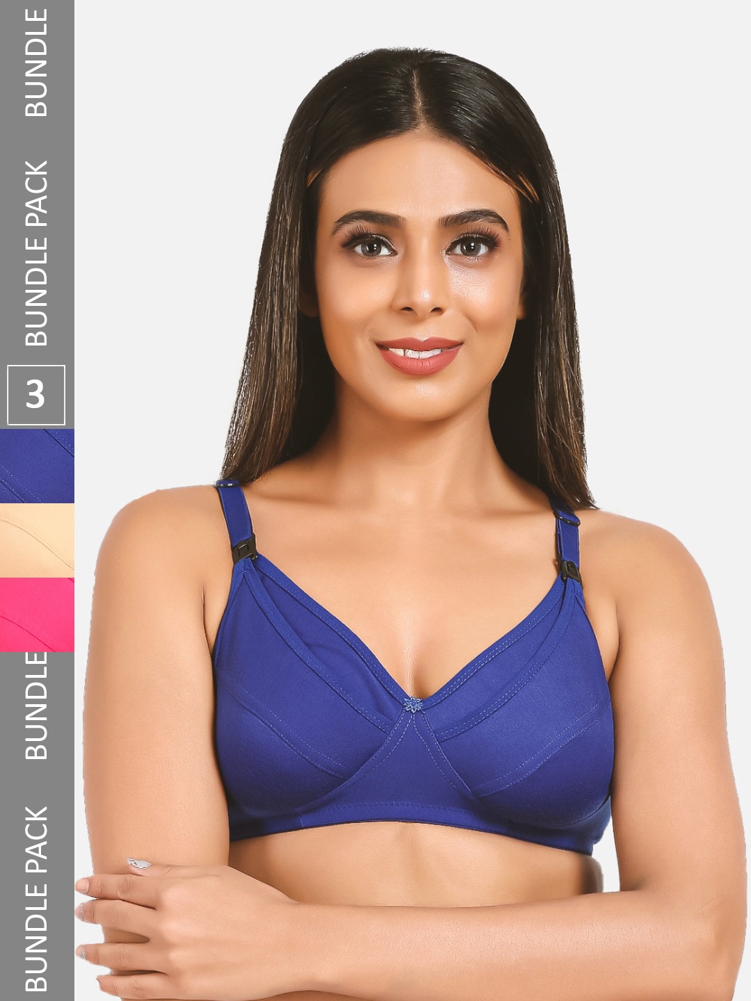 

Mylo Pack of 3 Cotton Maternity Non Padded & Non Wired Nursing Bra, Cream