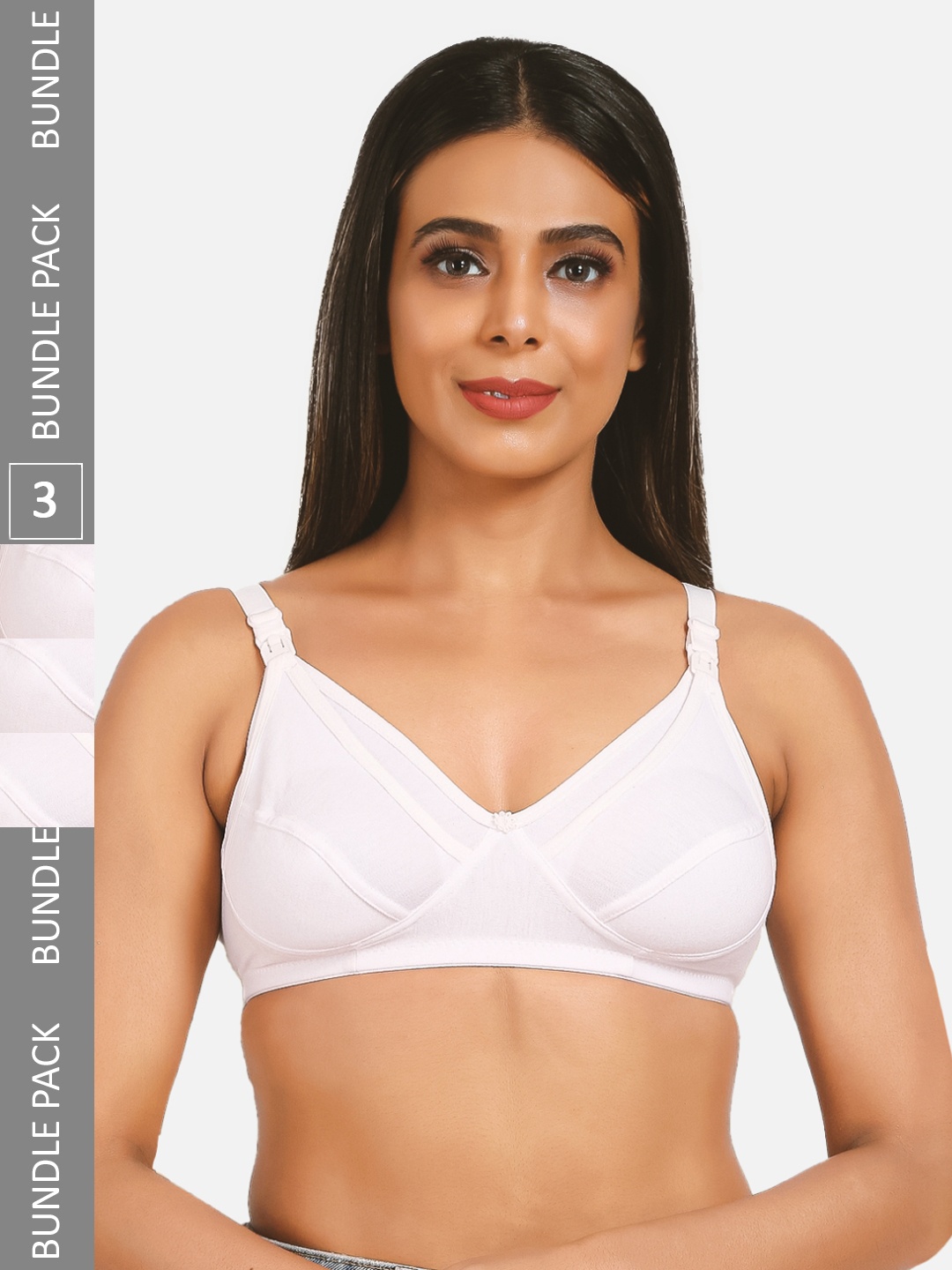 

Mylo Pack of 3 Cotton Maternity Non Padded & Non Wired Nursing Bra, White